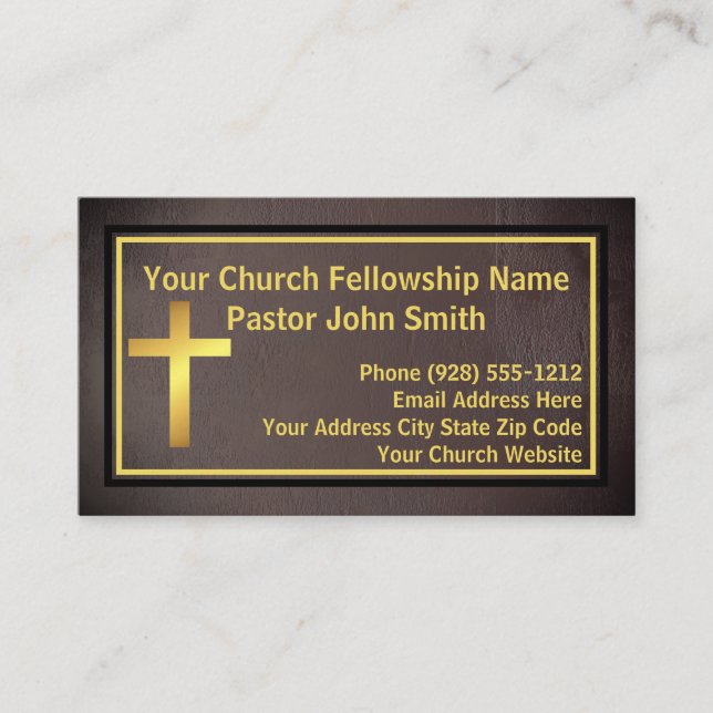 Church Pastor Grunge Gold  Business Card (Front)