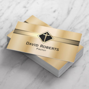 Church Pastor Minister Modern Gold Holy Cross Business Card