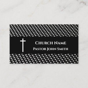 Church Pastor Modern Black White Pattern Christian Business Card