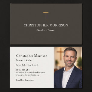 Church Pastor Photo Elegant Business Card