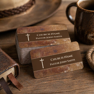 Church Pastor Rustic Faux Leather Christian Business Card