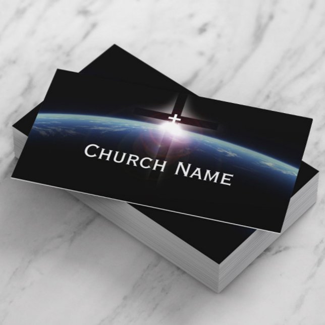 Church Pastor Space Holy Cross Light Business Card (Creator Uploaded)