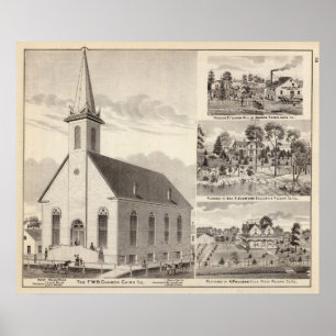 Church, residences & flouring mill poster