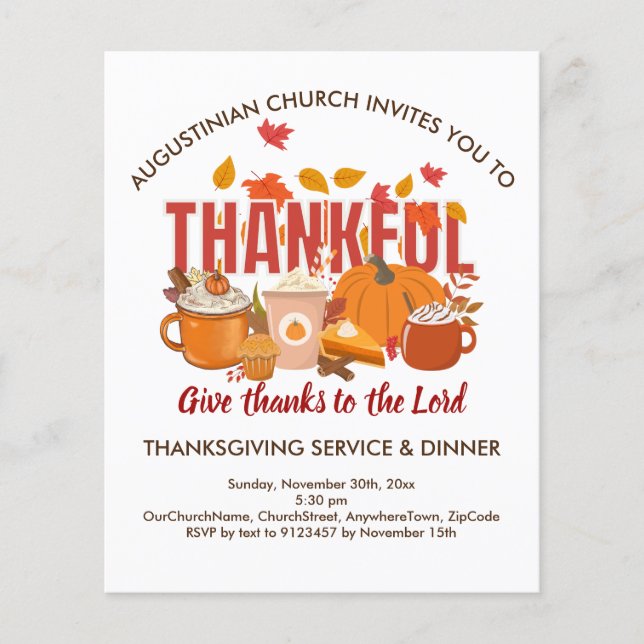 CHURCH SERVICE AND Thanksgiving Dinner Flyer (Front)