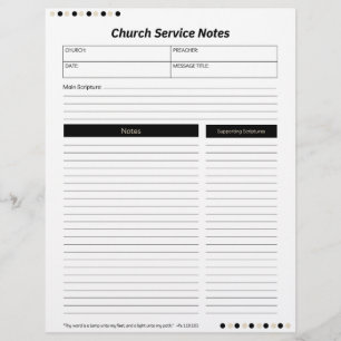 Church Service Christian Black Notes Letterhead