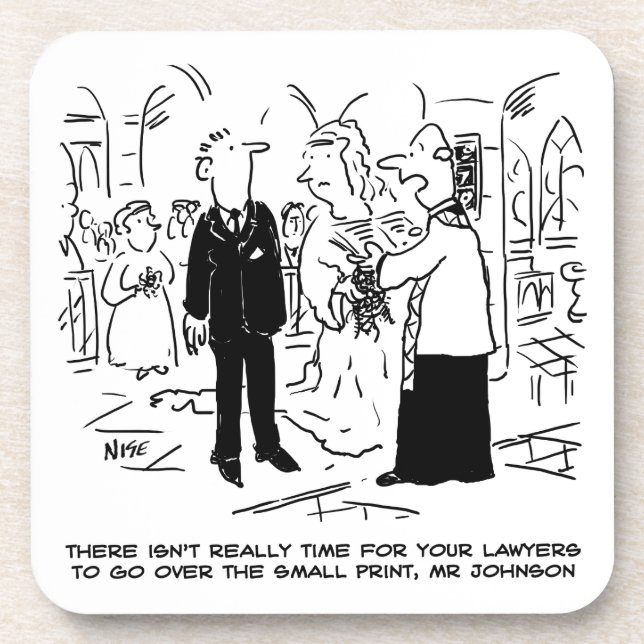 Church Service Wedding Vicar Says No to Lawyers Coaster (Front)