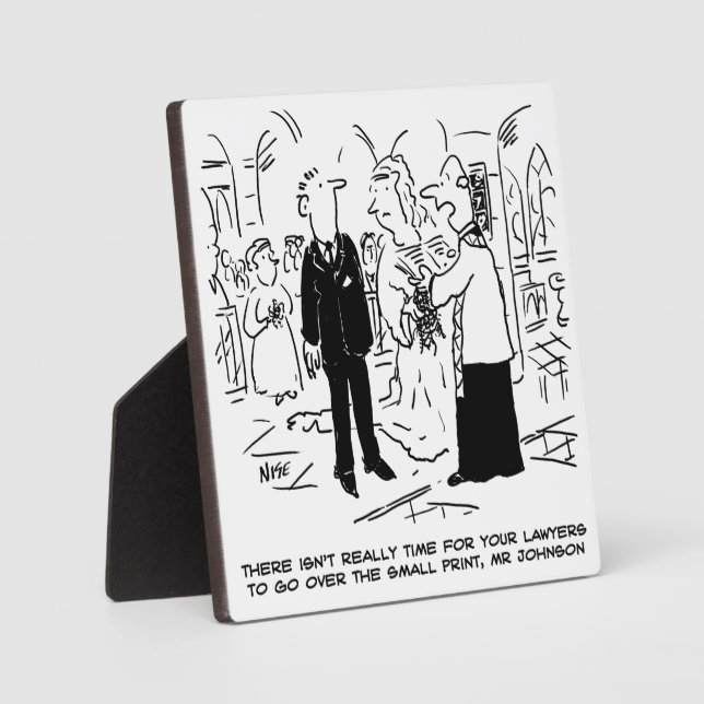 Church Service Wedding Vicar Says No to Lawyers Plaque (Front)