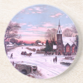 Church Services Christmas Eve Morning Coaster