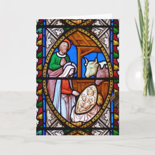 Church Stained Glass Jesus Christ Christmas Card (Front)
