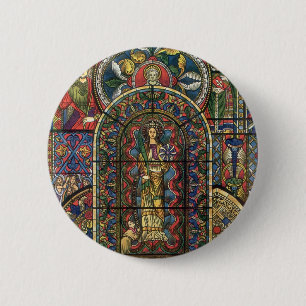 Church Stained Glass Window, Vintage Architecture 2 Inch Round Button