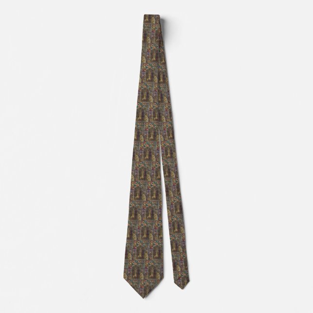 Church Stained Glass Window, Vintage Architecture Tie (Front)