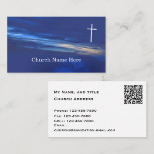Church - The Cross on an Evening Sky with QR code Business Card
