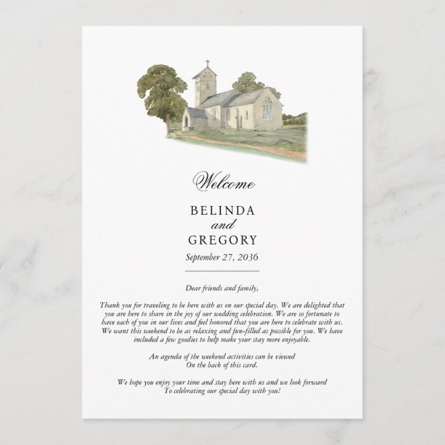 Church Traditional Monogram Wedding Itinerary  Program (Front)