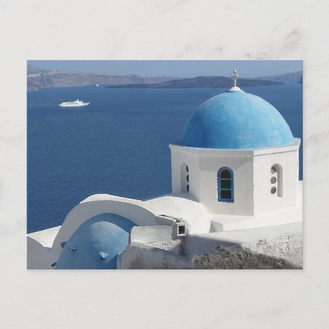 Church Views on Santorini, Greece Postcard (Front)