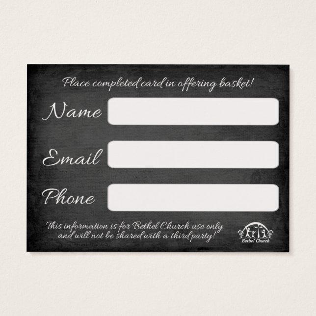 Church Visitor or connection Card (Back)
