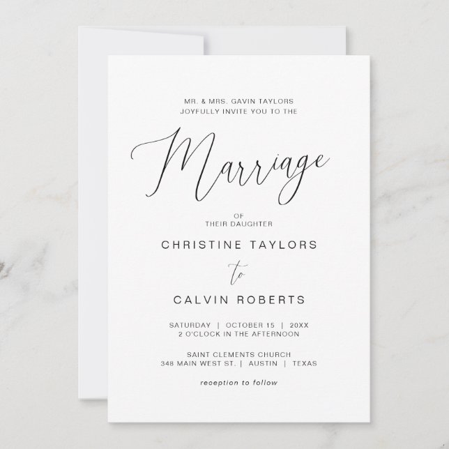 Church Wedding Ceremony, Parents Hosting Invitatio Invitation (Front)