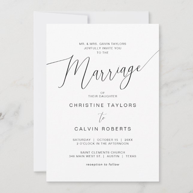 Church Wedding Ceremony, Parents Hosting Invitatio Invitation (Front)