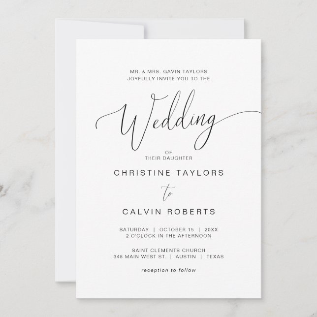 Church Wedding Ceremony, Parents Hosting Invitation (Front)