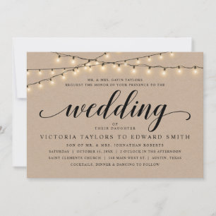 Church Wedding Ceremony, Parents Hosting, Kraft In Invitation