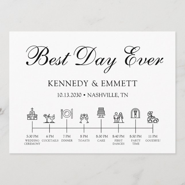 Church Wedding Day Timeline Program (Front)