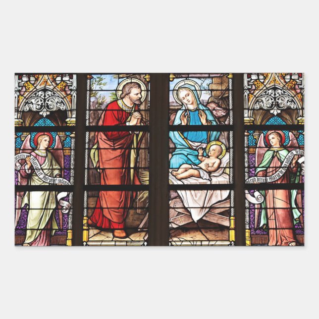Church Window Stained Glass Christmas Sticker (Front)