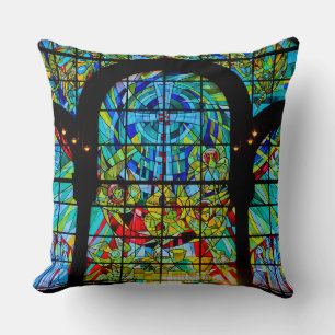 church window stained glass throw pillow