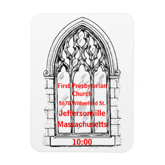 Church Window With Church Details - Customizable Magnet