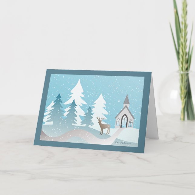 Church with border greeting card (Front)