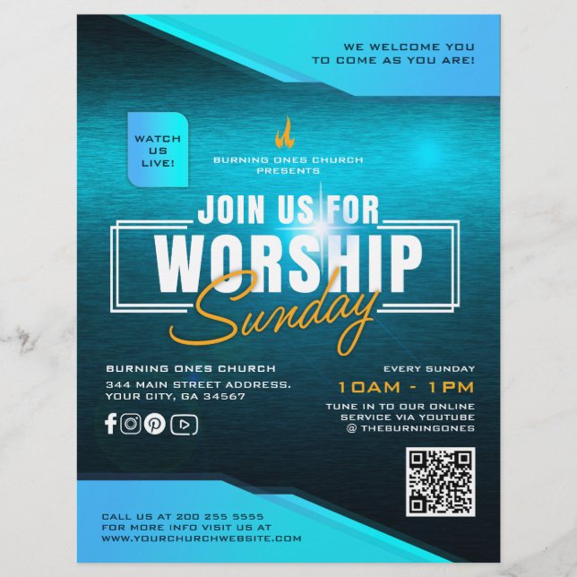 Church Worship Sunday Marketing Advertisement Flyer (Front)