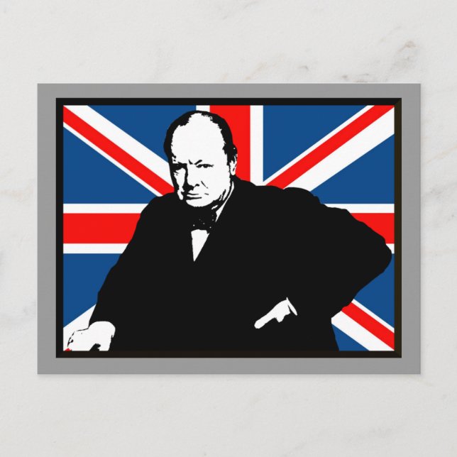 Churchill and Union Jack Postcard (Front)