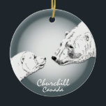 Churchill Canada Ornament Polar Bear Keepsake<br><div class="desc">Churchill Canada Souvenirs Personalized Polar Bear Art Ornaments Churchill Polar Bear Mother and Cub Christmas Ornament Churchill Souvenir Ornament Personalized Churchill Souvenir Polar Bear Keepsake for Men Women Kids Home & Office Beautiful Churchill Polar Bear Art & Design by Km Hunter. See www.kimhunter.ca for much more original art design &...</div>