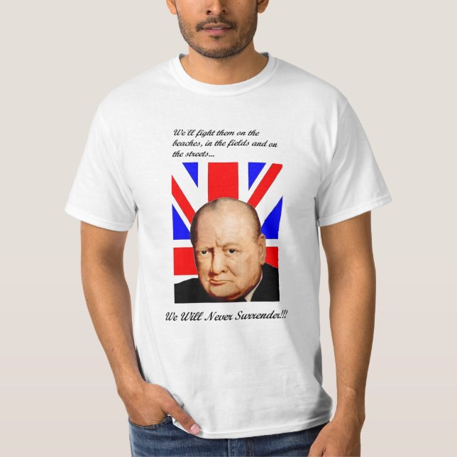 Churchill Never Surrender Basic T-Shirt (Front)