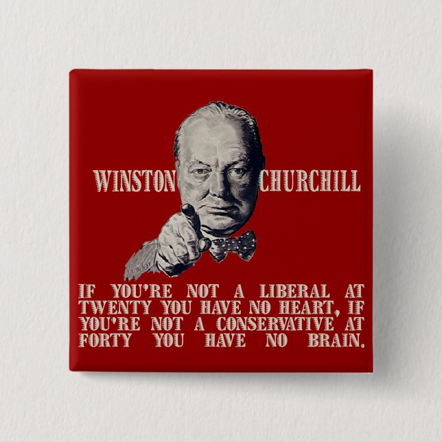 Churchill on Conservatives and Liberals 2 Inch Square Button (Front)
