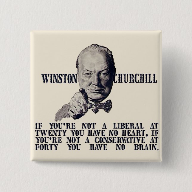 Churchill on Conservatives and Liberals 2 Inch Square Button (Front)