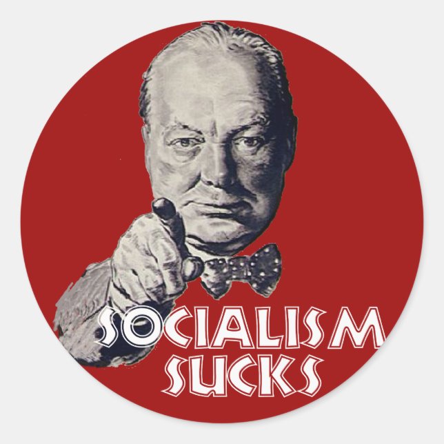 Churchill Quote: Socialism Sucks! Classic Round Sticker (Front)