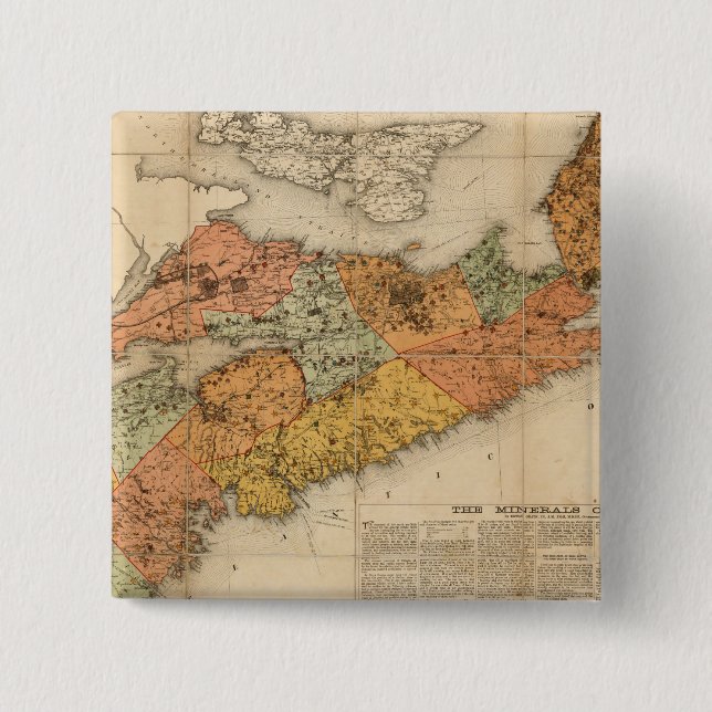 Church's mineral map of Nova Scotia 2 Inch Square Button (Front)