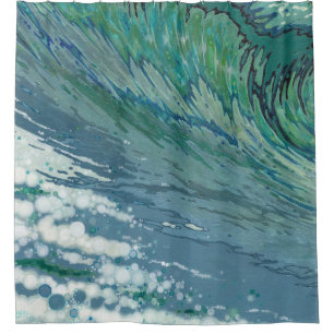 Churning Wave Coastal Shower Bath Curtain Juul