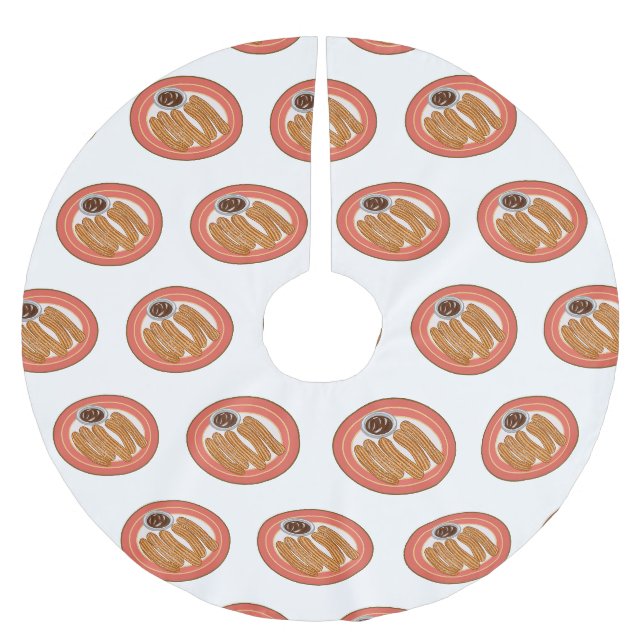 Churro cartoon illustration brushed polyester tree skirt (Front)