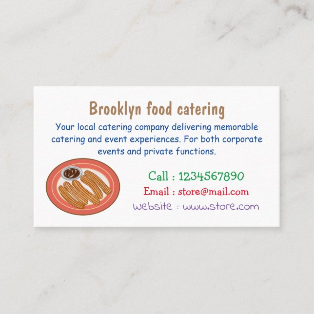 Churro cartoon illustration business card (Front)