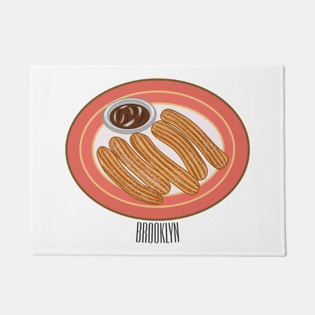 Churro cartoon illustration  doormat (Front)