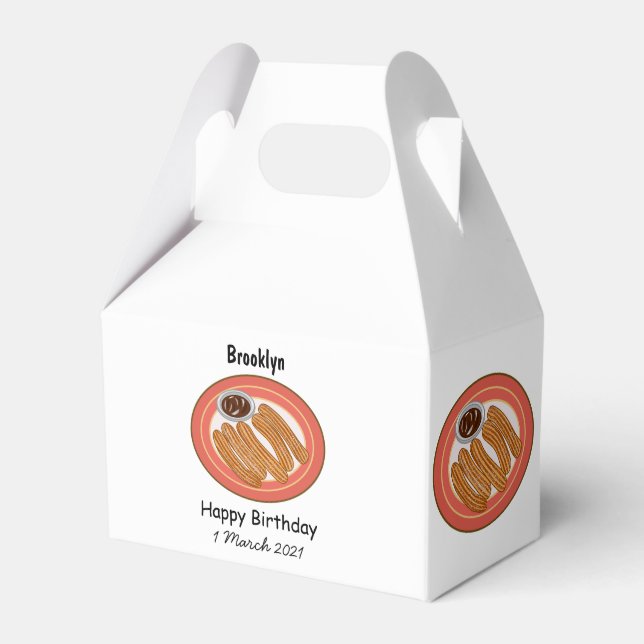 Churro cartoon illustration favor box (Front Side)