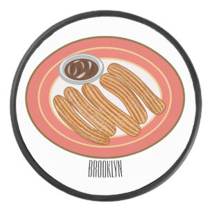Churro cartoon illustration  hockey puck