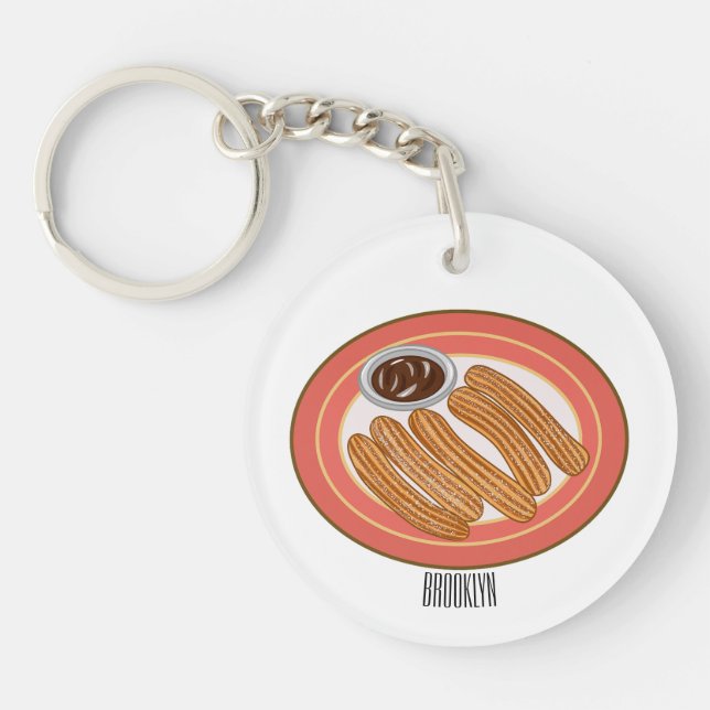 Churro cartoon illustration  keychain (Front)