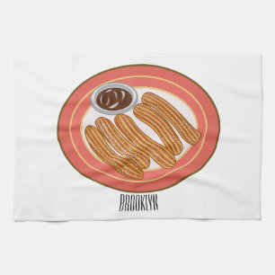 Churro cartoon illustration kitchen towel