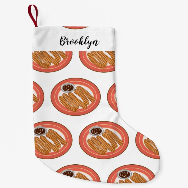 Churro cartoon illustration small christmas stocking (Front)