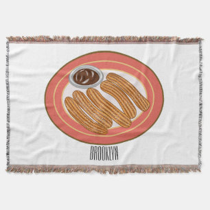Churro cartoon illustration throw blanket