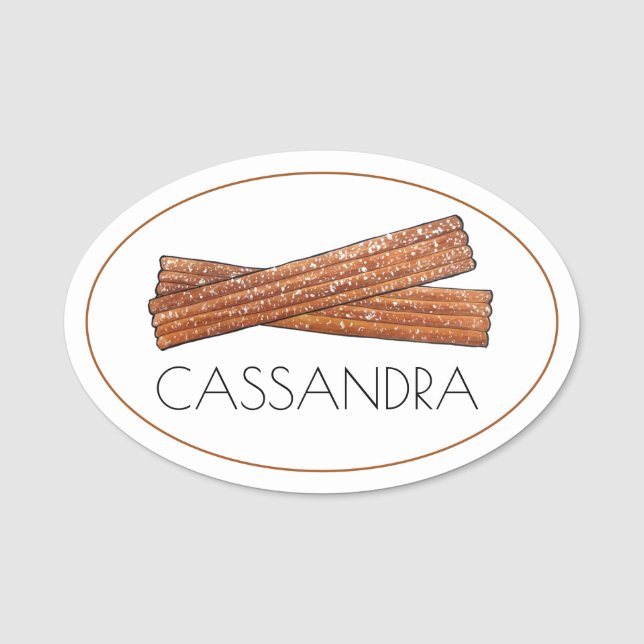 Churro Fried Dough Pastry Chef Bakery Spanish Food Name Tag (Front)