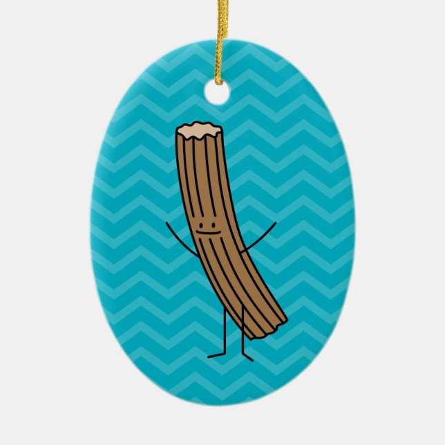 Churro Loves You! Ceramic Ornament (Front)