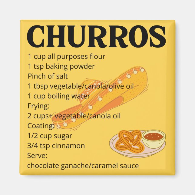 Churros simple recipe magnet (Front)