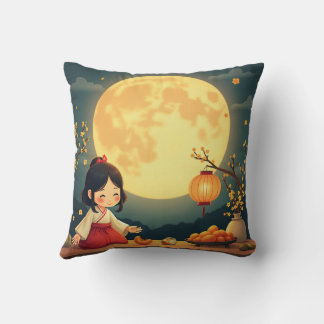 Chuseok full moon and traditional props throw pillow